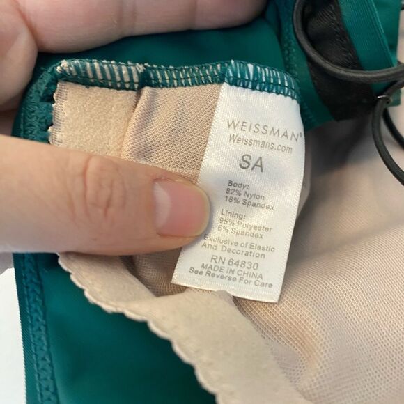 WEISSMAN Elite Green contemporary Dance leotard Lace Up Back Biketard MT10070 SA - Picture 7 of 9